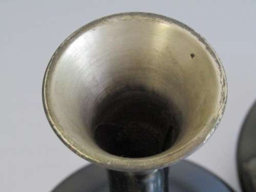 Pair of vintage Black and Gilt Metal Chinese vases in excellent condition, 18cm tall