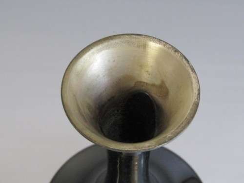 Pair of vintage Black and Gilt Metal Chinese vases in excellent condition, 18cm tall