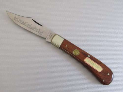 Original Puma 667 Prospector folding Knife, wooden handle with brass inclosures, SS Blade, 16.5cm