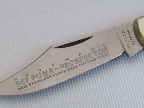 Original Puma 667 Prospector folding Knife, wooden handle with brass inclosures, SS Blade, 16.5cm