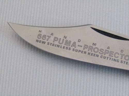 Original Puma 667 Prospector folding Knife, wooden handle with brass inclosures, SS Blade, 16.5cm