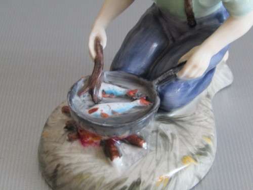 Vintage lot of 2 Royal Doulton collectables; River Boy Figurine HN2128 and Dickens Ware Sugar Bowl