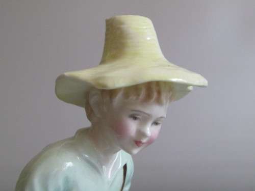 Vintage lot of 2 Royal Doulton collectables; River Boy Figurine HN2128 and Dickens Ware Sugar Bowl