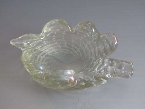 Vintage lot of 2 original Murano Bubble inclusion Bowls, 24cm xnd 15cm, excellent condition