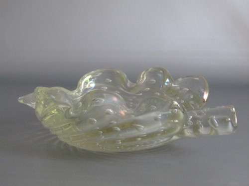 Vintage lot of 2 original Murano Bubble inclusion Bowls, 24cm xnd 15cm, excellent condition