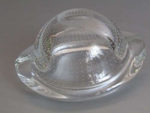 Vintage lot of 2 original Murano Bubble inclusion Bowls, 24cm xnd 15cm, excellent condition