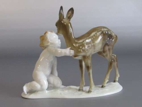 Vintage lot of 2 original porcelain Figurines, Hutschenreuther and Alka, excellent cond, 17cm  13cm