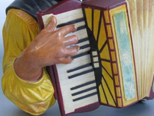 Original 1970 Bossons Chalkware Wall Hanging sculpture "Romany Accordion Player", large 23cm x 25cm