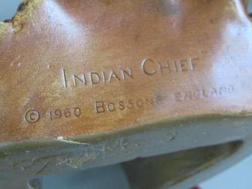 Original 1960 Bossons Chalkware Wall Hanging sculpture "Indian Chief", large 13cm x 25cm