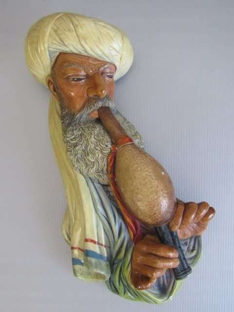 Original 1959 Bossons Chalkware Wall Sculpture "Snake Charmer" 22x11cm * Others avail. at Port no.5*