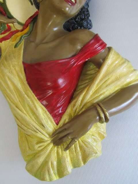Original 1959 Bossons Chalkware Wall Hanging sculpture "Gypsey Girl" 21cm x 20cm, excellent cond.