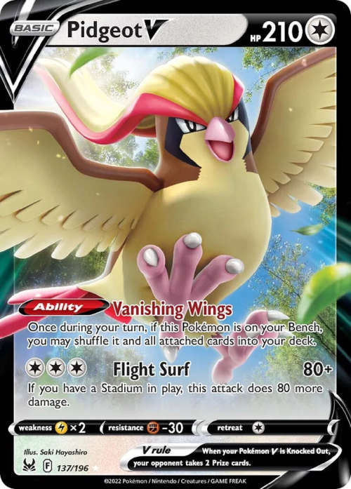 Pokemon Trading Cards - TCG - Pidgeot V - 137/196 - Ultra Rare - Lost Origin Singles - NM