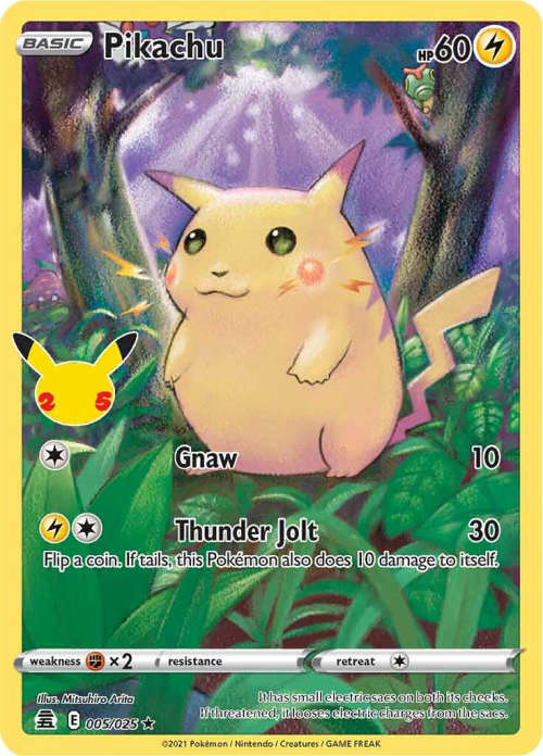 Pokemon Trading Cards - TCG - Pikachu - 5/25 - Full Art Holo Rare - Celebrations - NM