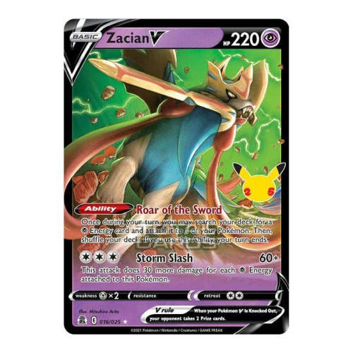 Pokemon Trading Cards - TCG - Zacian V - 16/25 - Ultra Rare - Celebrations - NM