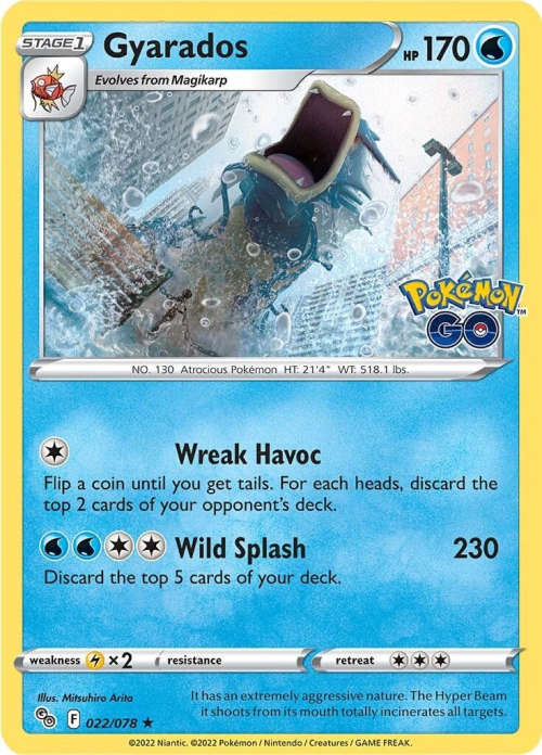 Pokemon Trading Cards - TCG - Gyarados - 022/078 - Holo Rare - Pokemon Go - NM