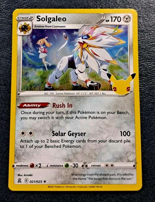 Pokemon Trading Cards - Solgaleo - 21/25 - Holo Rare - Celebrations Singles - NM