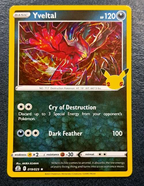 Pokemon Trading Cards - Yveltal - 19/25 - Holo Rare - Celebrations Singles - NM