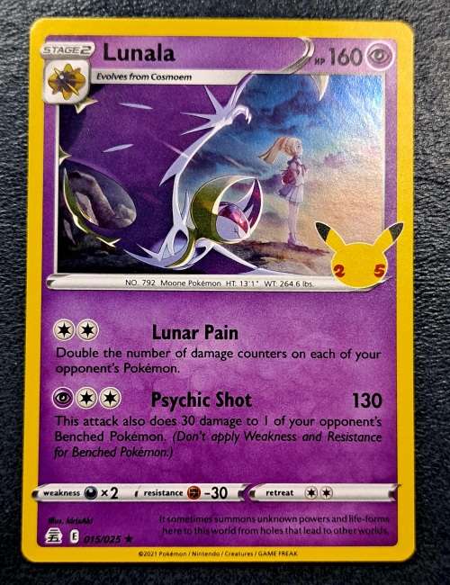 Pokemon Trading Cards - Lunala - 15/25 - Holo Rare - Celebrations Singles - NM