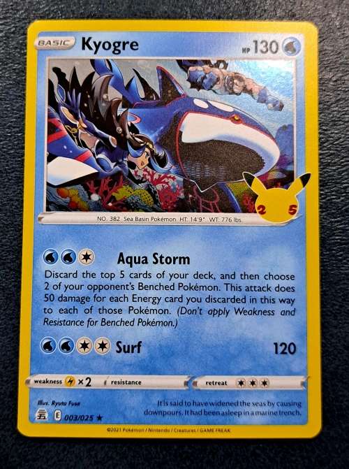 Pokemon Trading Cards - Kyogre - 3/25 - Holo Rare - Celebrations Singles - NM