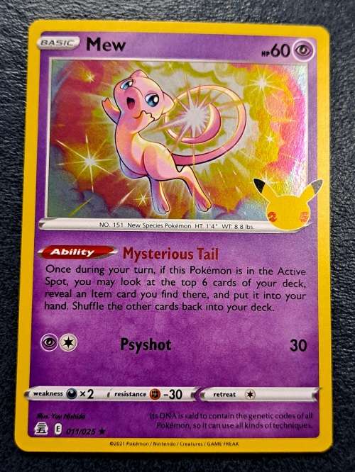 Pokemon Trading Cards - Mew - 11/25 - Holo Rare - Celebrations Singles - NM