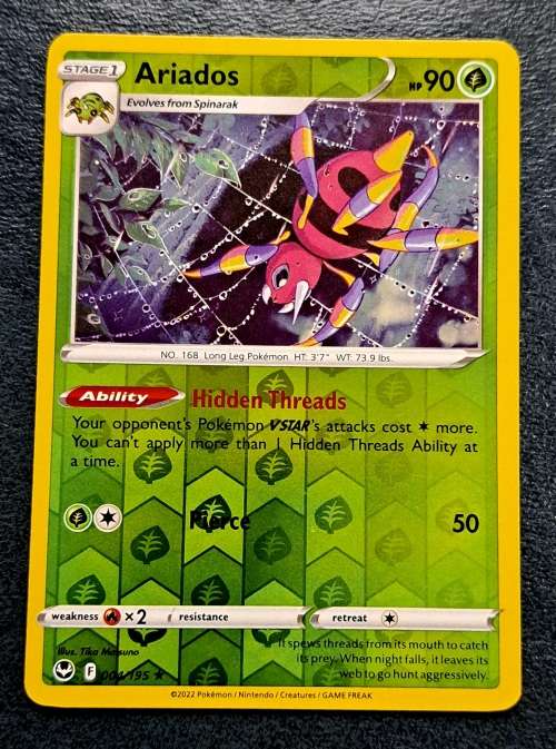 Pokemon Trading Cards - Ariados - 004/195 - Rare Reverse Holo - Silver Tempest NM