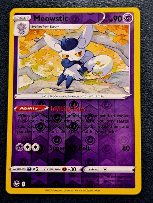 Pokemon Trading Cards - Meowstic - 082/195 - Reverse Holo - Silver Tempest NM