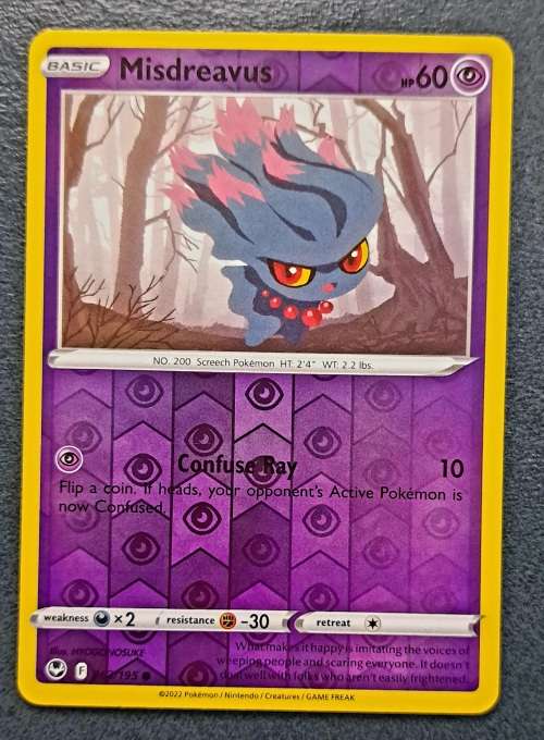 Pokemon Trading Cards - Misdreavus - 063/195 - Reverse Holo - Silver Tempest NM