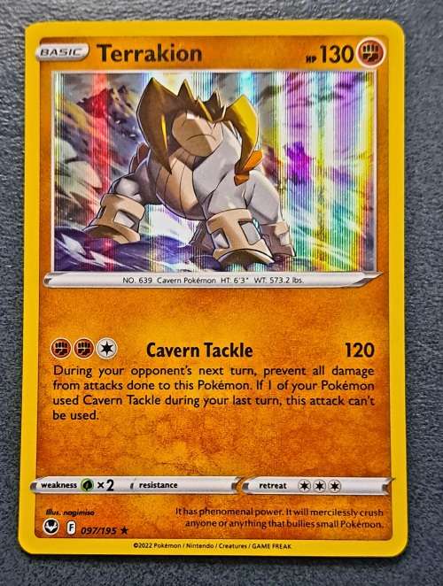Pokemon Trading Cards - Terrakion - 097/195 - Holo Rare - Silver Tempest NM