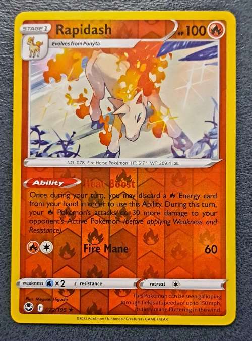 Pokemon Trading Cards - Rapidash - 022/195 - Rare Reverse Holo - Silver Tempest NM