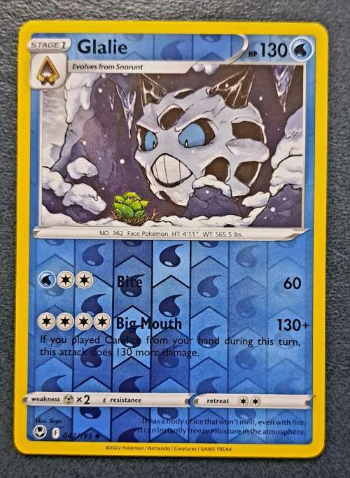 Pokemon Trading Cards - Glalie - 042/195 - Reverse Holo - Silver Tempest NM