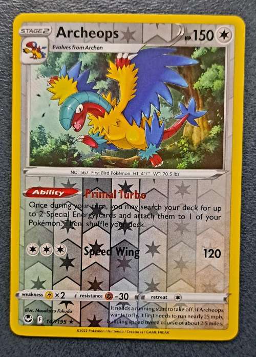Pokemon Trading Cards - Archeops - 147/195 - Rare Reverse Holo - Silver Tempest NM