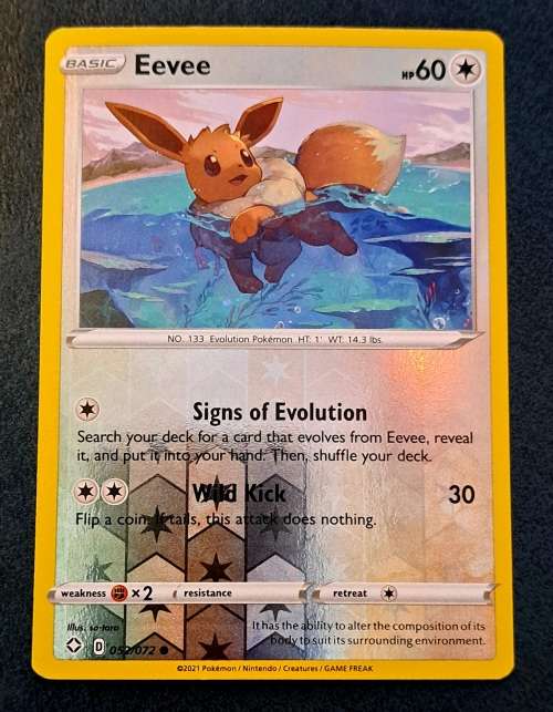 Pokemon Trading Cards - Eevee - 52/72 - Reverse Holo - Shining Fates Singles - NM