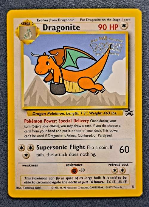 Pokemon Trading Cards - Dragonite - 5 - 1999 (WB) Pokemon Wizards Black Star Promos - LP/NM