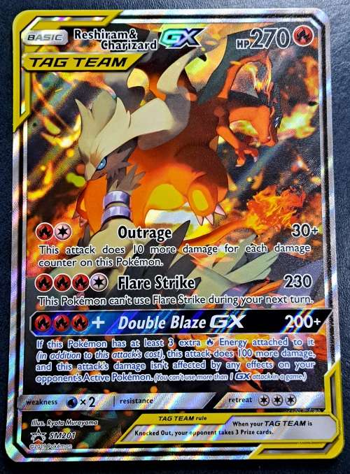 Pokemon Trading Cards - Reshiram & Charizard GX - SM201 - Oversized Jumbo Promo  - NM