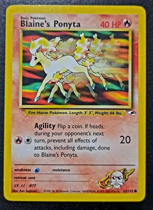 Pokemon Trading Cards - Blaine`s Ponyta - 63/132 - 2000 Gym Heroes NM