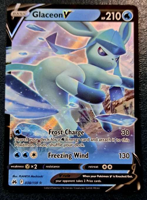 Pokemon Trading Cards -  Glaceon V - 038/159 - Ultra Rare - Crown Zenith Singles - NM