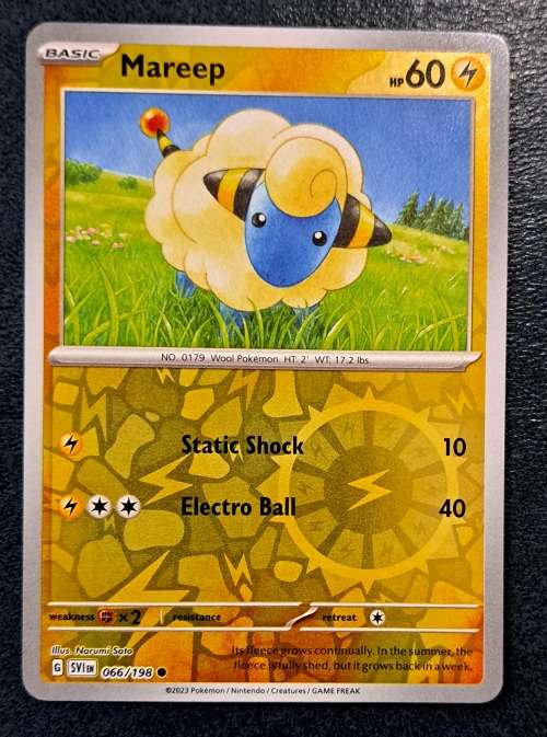 Pokemon Trading Cards - Mareep - 066/198 - Reverse Holo - Scarlet & Violet Base Set - NM