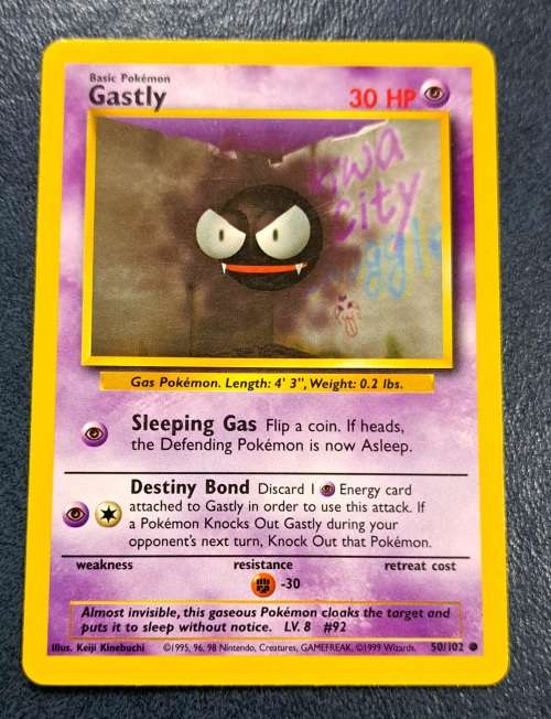 Pokemon Trading Cards - Gastly - 50/102  - 1999 Base Set Unlimited Singles - LP/NM