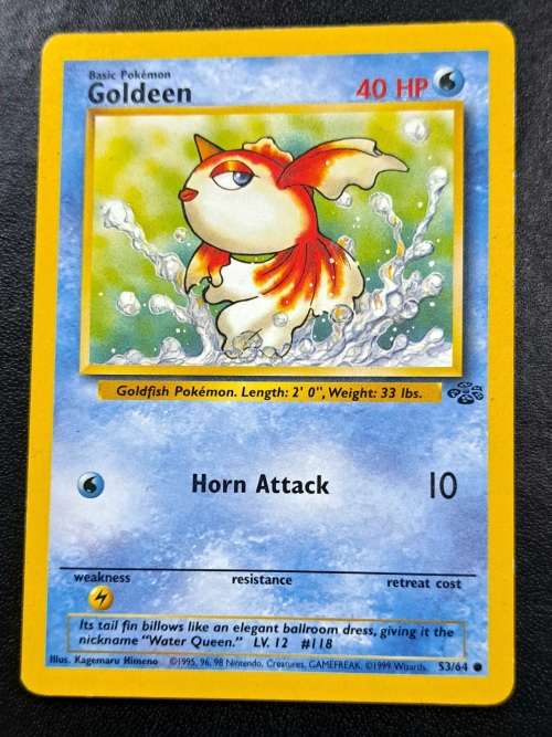 Pokemon Trading Cards - Goldeen - 53/64 - 1999 Jungle Unlimited Singles - LP/NM