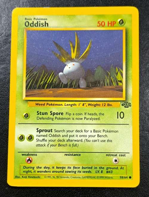 Pokemon Trading Cards - Oddish - 58/64 - 1999 Jungle Unlimited Singles - LP/NM