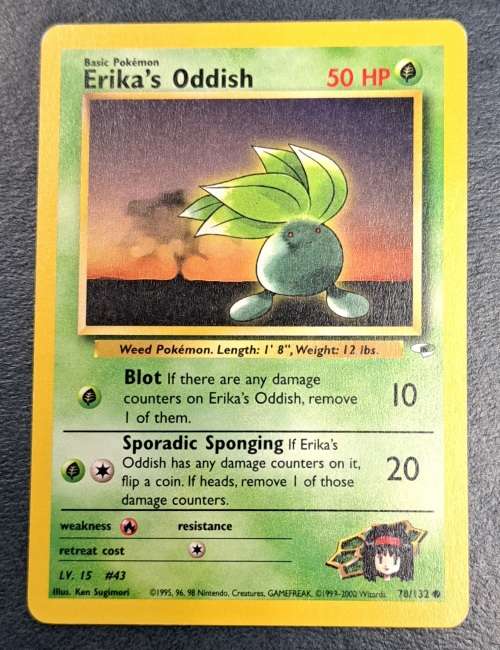 Pokemon Trading Cards - Erika`s Oddish - 78/132 - 2000 Gym Heroes Unl - LP/NM