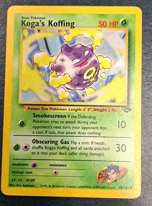 Pokemon Trading Cards - Koga`s Koffing - 48/132 - 2000 Gym Heroes Unl - LP/NM