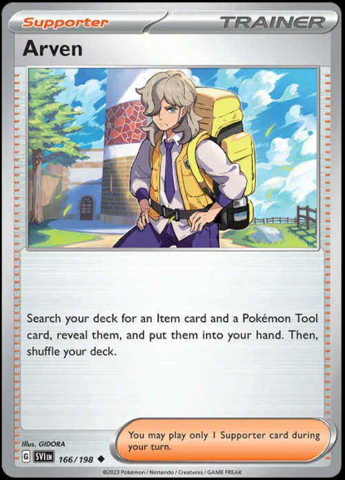 Pokemon Trading Cards - Arven - 166/198 - Uncommon - Scarlet & Violet (Base Set) - NM