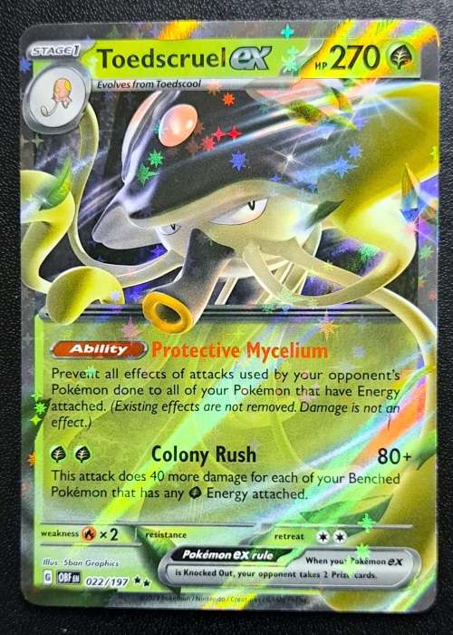 Pokemon Trading Cards - Toedscruel ex - 022/197 - Ultra Rare - Obsidian Flames - NM