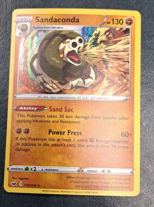 Pokemon Trading Cards - Sandaconda - 110/202 - Holo Rare - Sword & Shield (Base Set) - NM