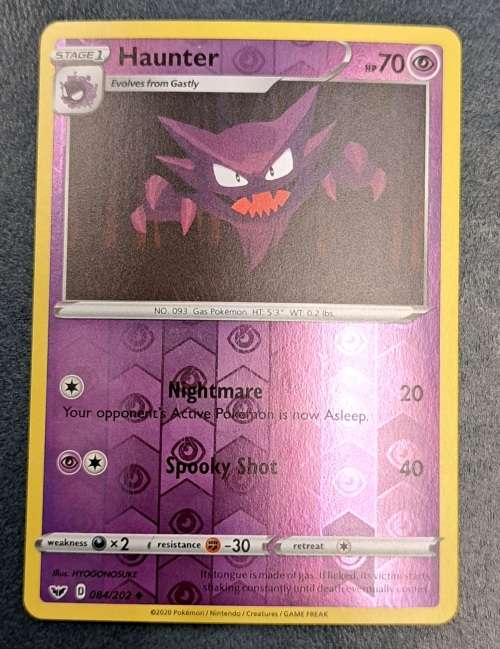 Pokemon Trading Cards - Haunter - 084/202 - Reverse Holo - Sword & Shield (Base Set) - NM