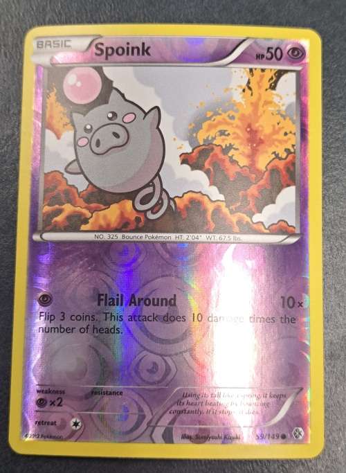 Pokemon Trading Cards - Spoink - 59/149 - Reverse Holo  - 2012 Boundaries Crossed - NM