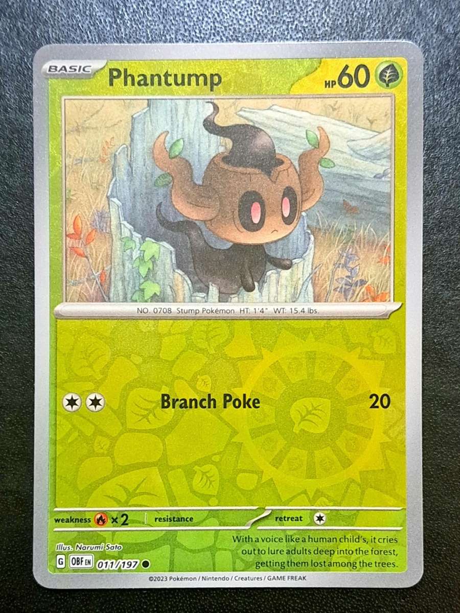 Pokemon Trading Cards - Phantump - 011/197 - Reverse Holo - Obsidian Flames - NM