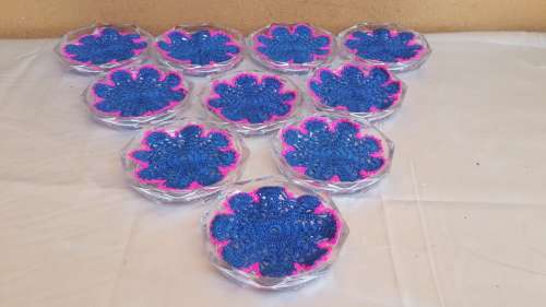 10 Glass Coasters with croquet liners