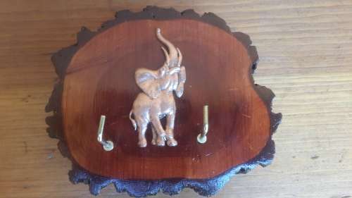 Beautiful Elephant and wood key holder